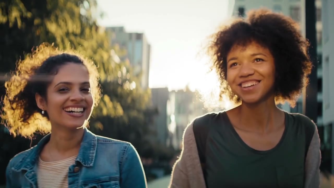 Two women sharing a moment outdoors